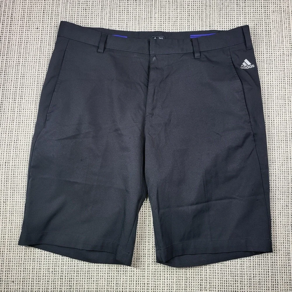 Adidas Golf Shorts Mens‎ 34 Black Flat Front Performance 11 Inch Inseam